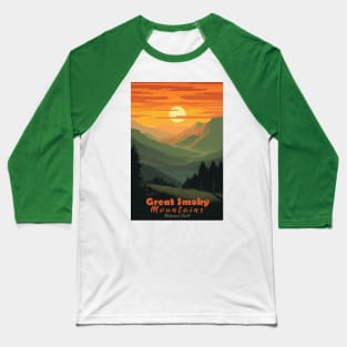 Great Smoky Mountains national park vintage travel poster Baseball T-Shirt